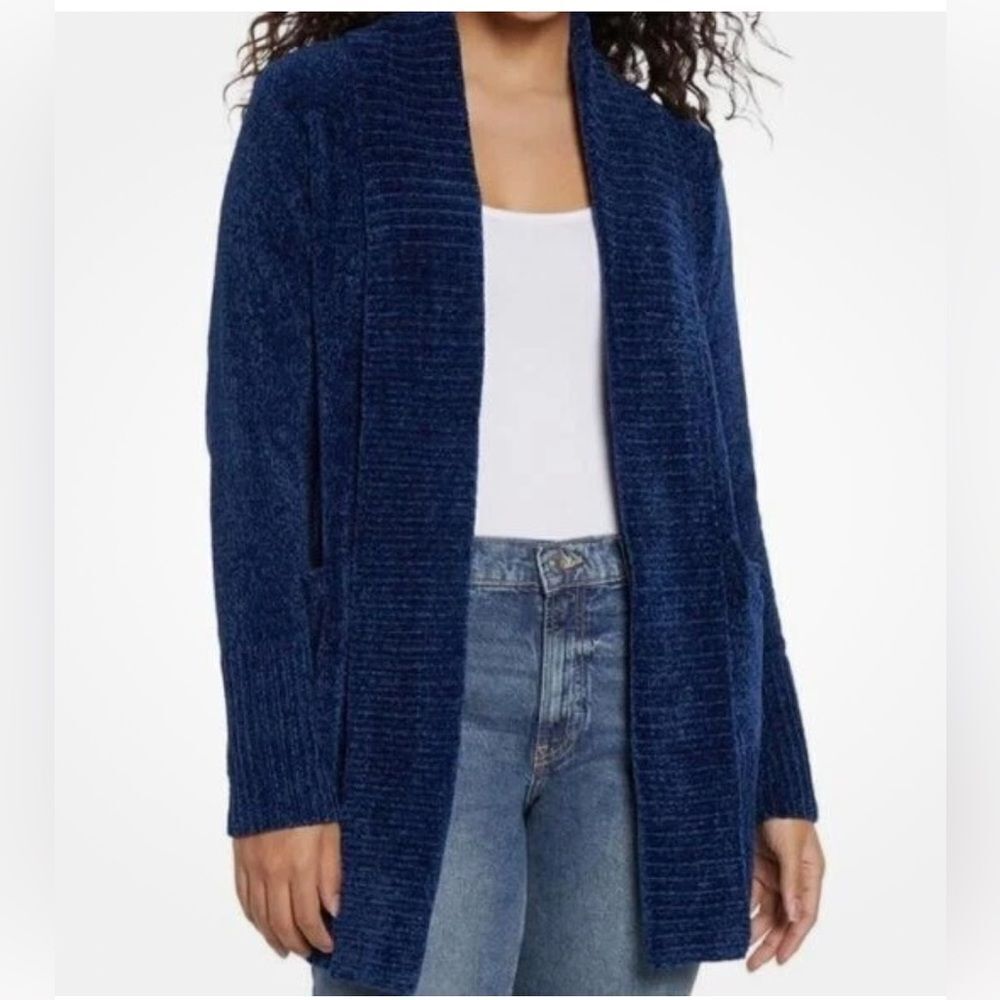 NEW Orvis Womens XXL Blue Open Front Cardigan Sweater 100% Polyester